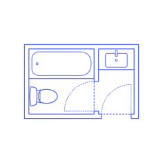 Layouts Bathrooms Full Split 2 Wall Line Art Svg Vector, Free Vectors File